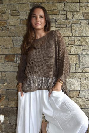 Conrad Grunge Loose Cotton Knit Chocolate